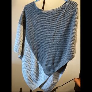 J Jill Gray Irish Granny Cape Shawl Poncho Cotton Blend